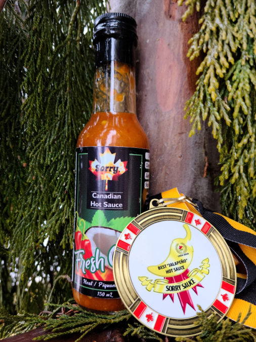 Sorry Sauce Fresh Cents, 2020 Canadian Hot Sauce Award Winner Besr Jalapeno Sauce