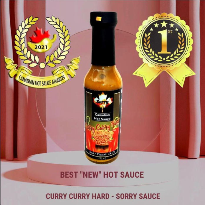 Sorry Sauce Curry Curry Hard, 2021 Canadian Hot Sauce Awards Winner Best New Sauce